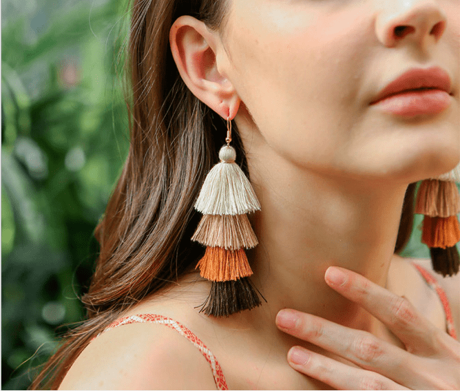 brown tassel earrings