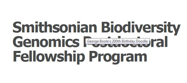 Smithsonian Biodiversity Genomics Postdoctoral Fellowship