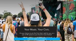 Honda Stage at Music Festivals Sweepstakes